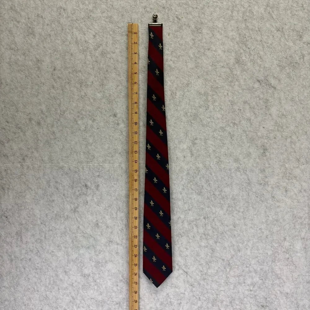 Retro Briar for Robinsons Eagle Motif Striped Silk Blend Tie 3.25